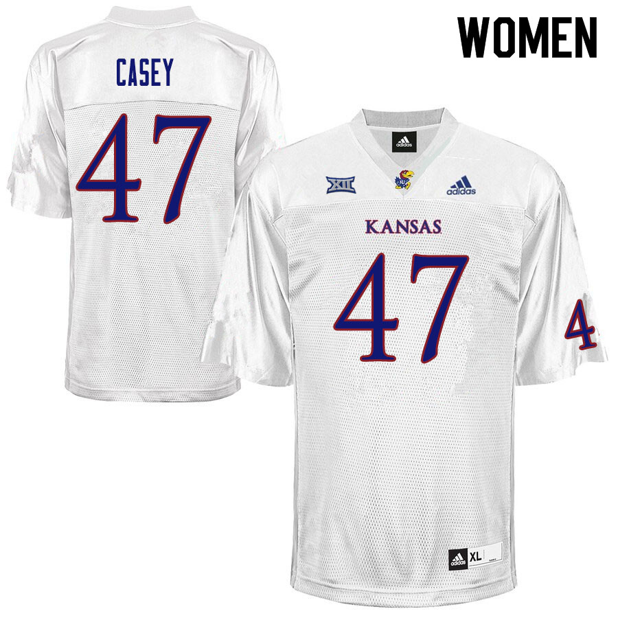 Women #47 Jared Casey Kansas Jayhawks College Football Jerseys Sale-White - Click Image to Close
